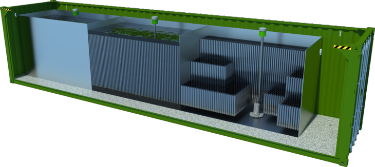 Module containing biolocical waste water treatment